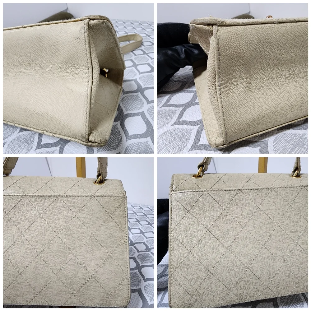 Chanel Vintage Classic Single Flap Bag Cream
